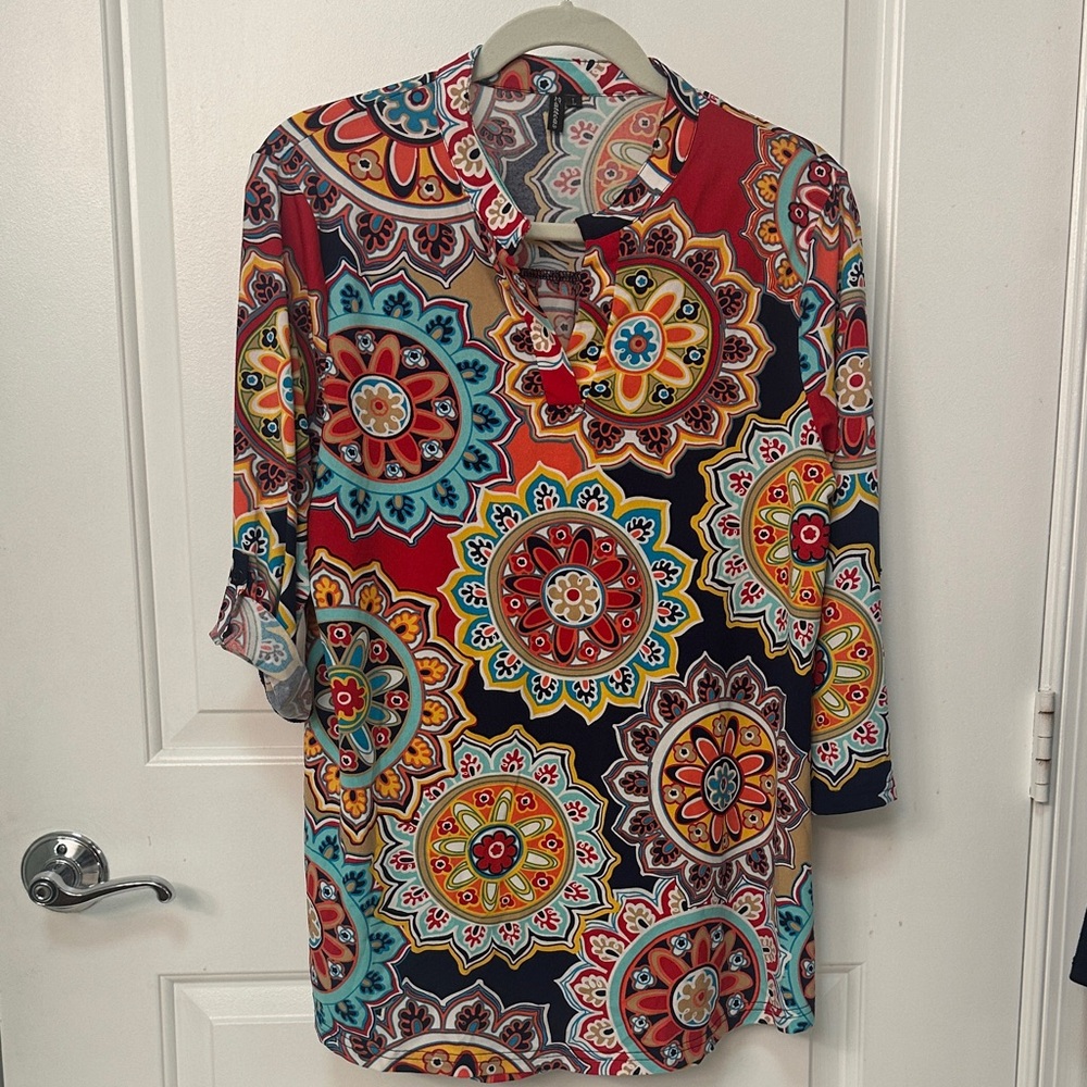 Colorful Mandala Print Blouse